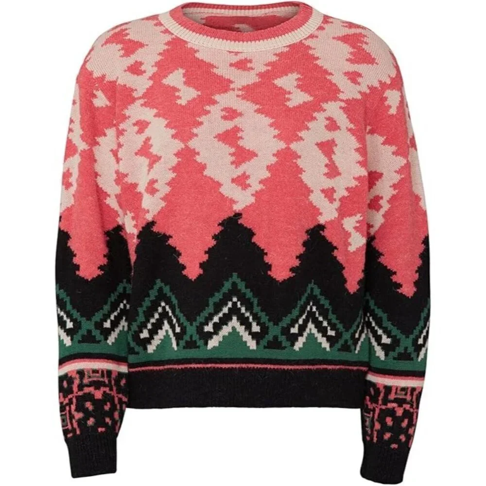 Anthropologie Aldomartins Pink Abstract Designer Sweater Pink Size: 18